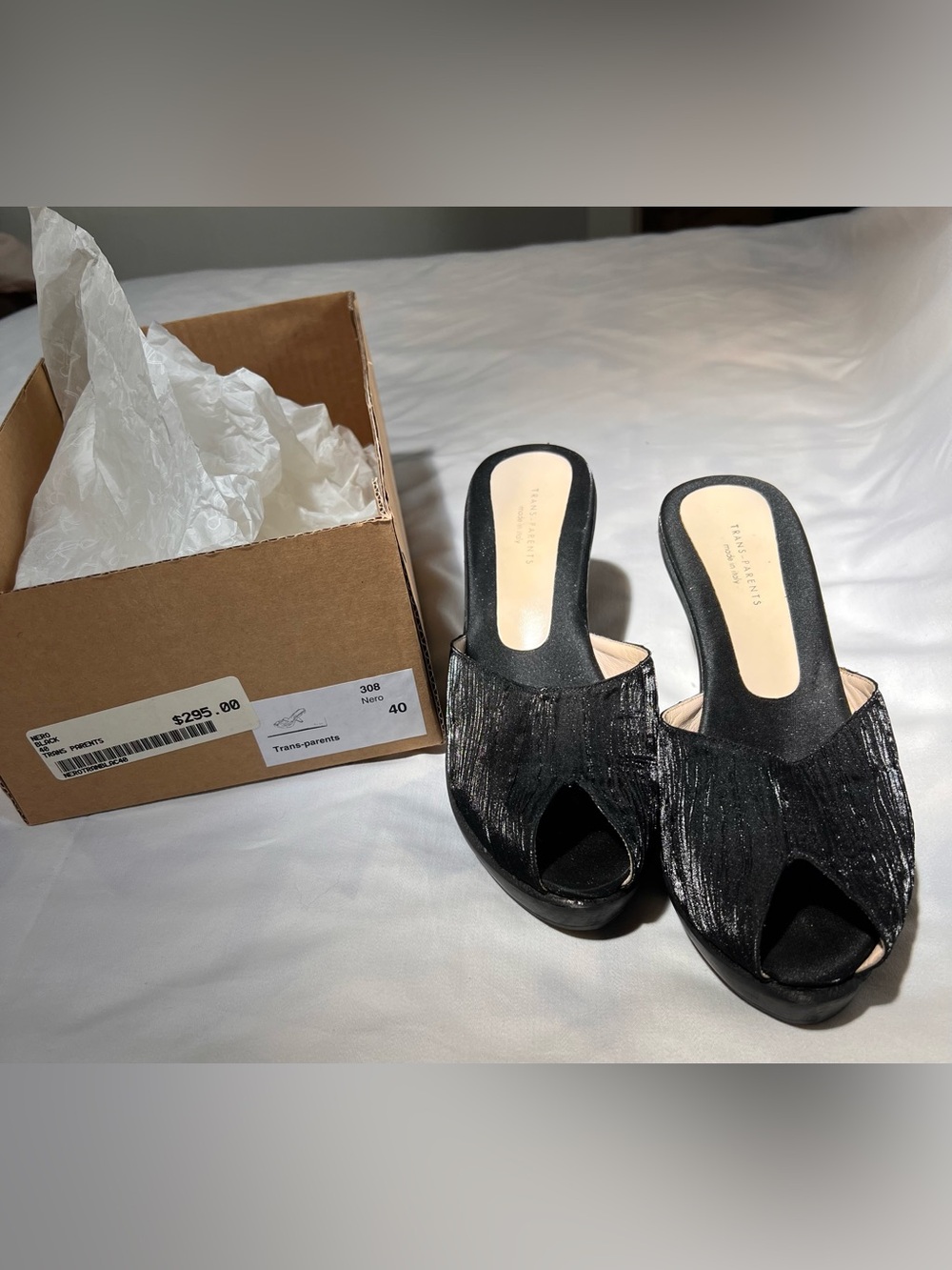 Stuart Weitzman Black Open-Toe Slip-On Platform Mules - NWT - Women’s Size 40